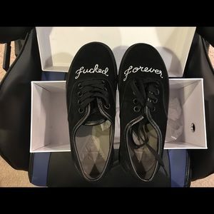 UNIF “Forever Fucked” Black Suede Casual Sneakers